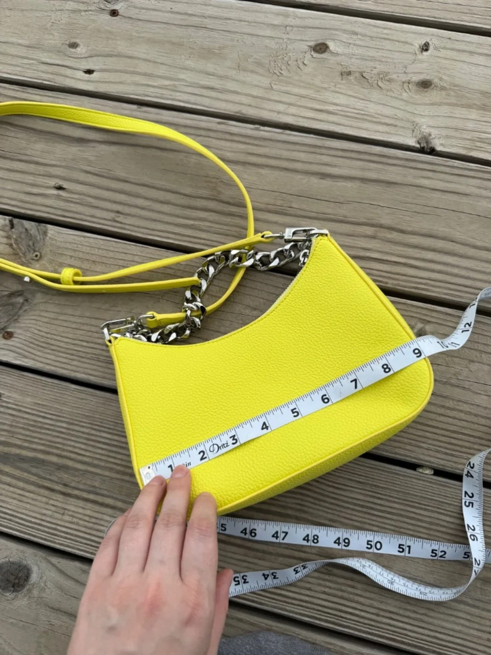 Neon lemon-yellow chain bag by DKNY (has a defect)